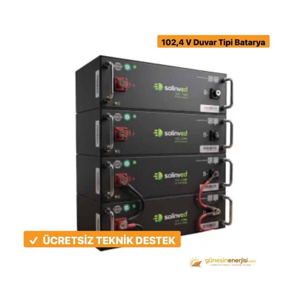 Solinved 102,4 V 100Ah Lithium Duvar Tipi Batarya