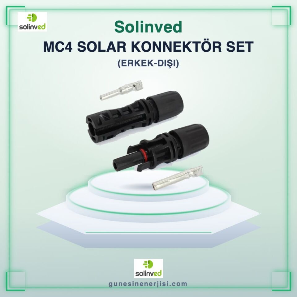 Solinved MC4 Solar Konnektör Set (Erkek-Dişi) (1000V)