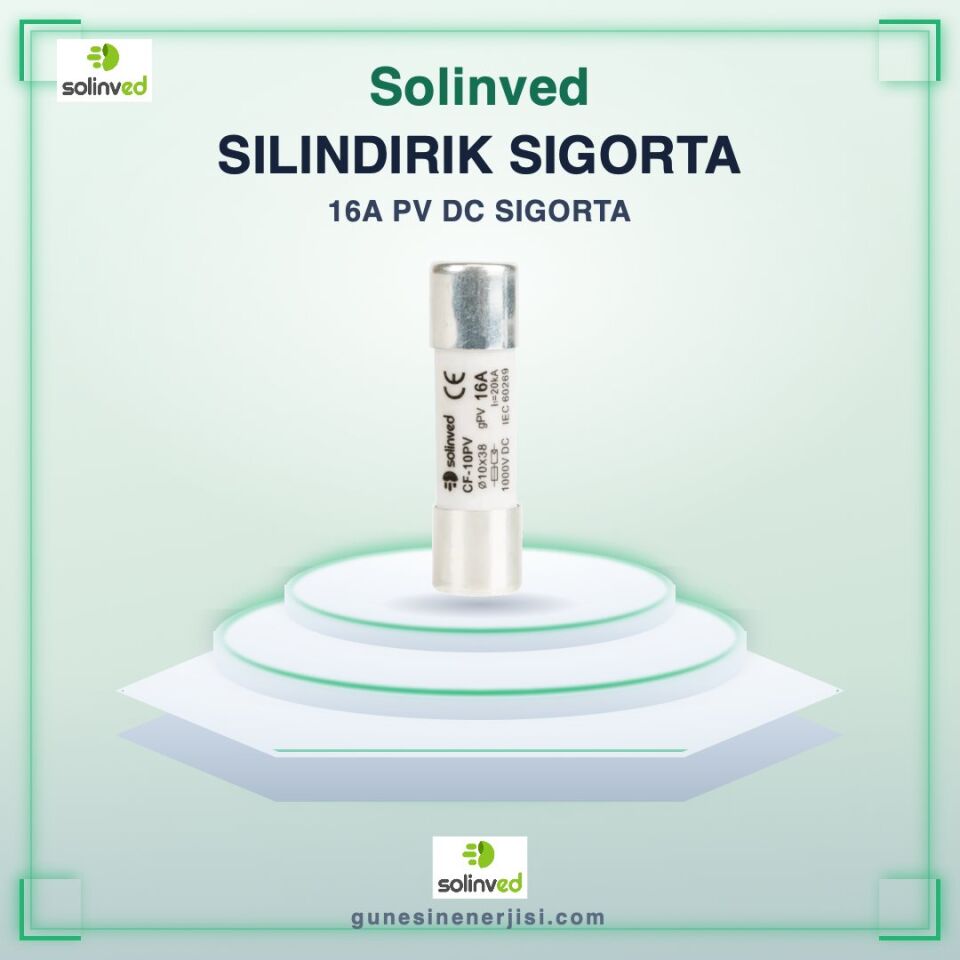 Solinved 16A 1000V DC Silindirik Sigorta