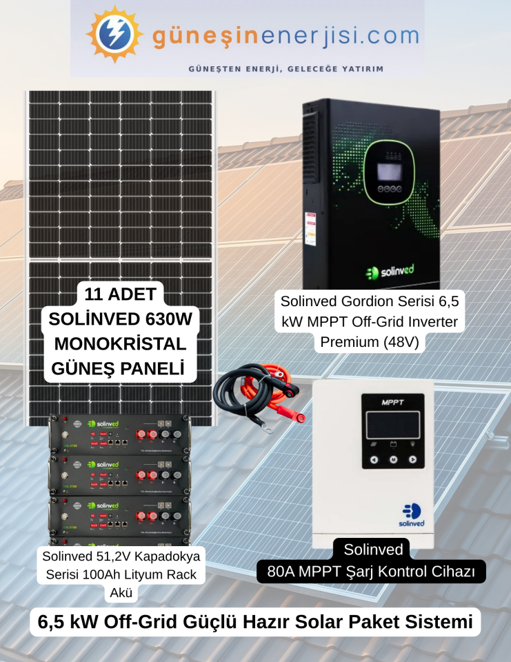 6,5 kW Off-Grid Güçlü Hazır Solar Paket Sistemi