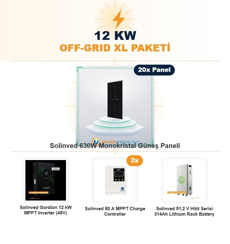12 kW Off-Grid XL Hazır Solar Paket Sistemi