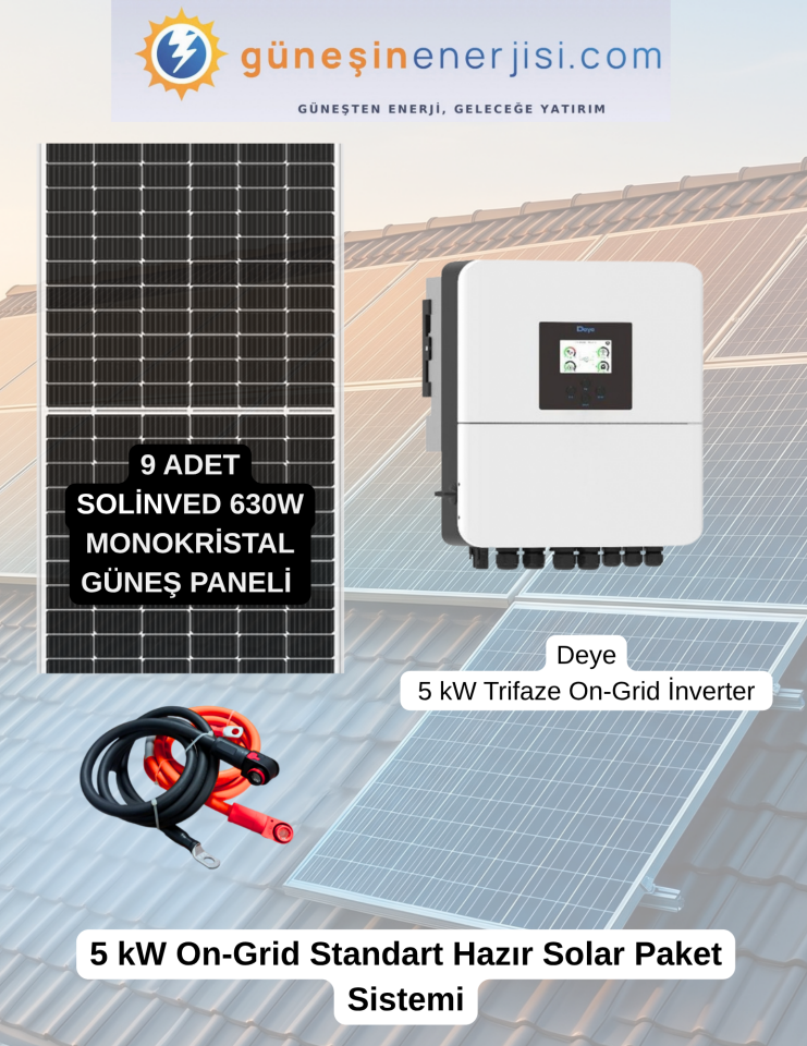 5 kW On-Grid Standart Hazır Solar Paket Sistemi