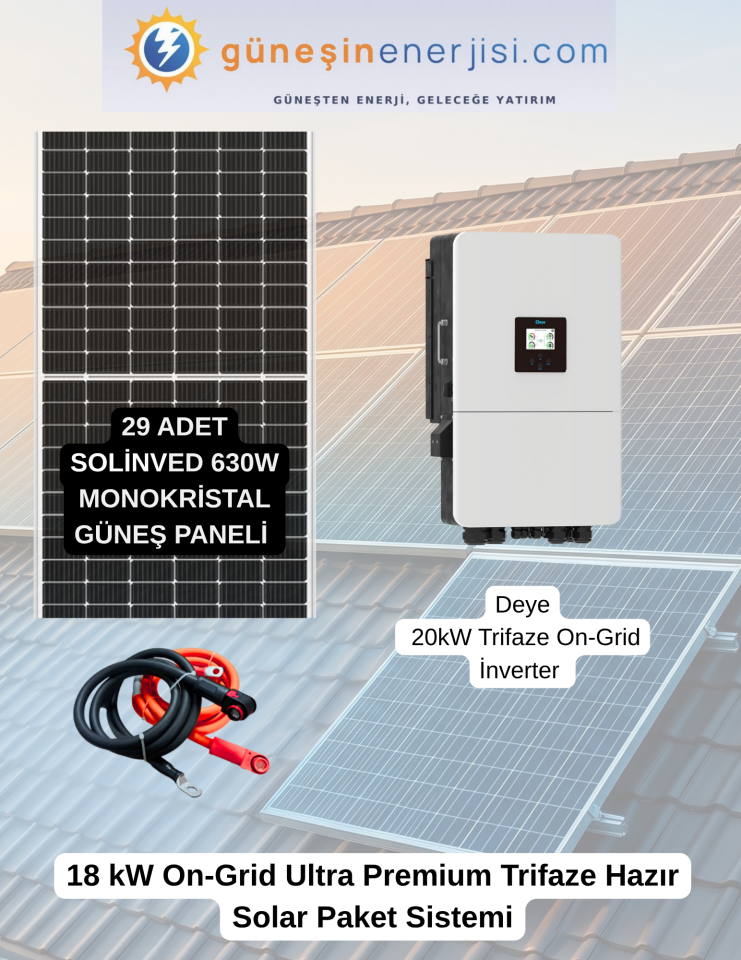 18 kW On-Grid Ultra Premium Trifaze Hazır Solar Paket Sistemi
