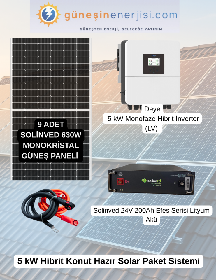 5 kW Hibrit Konut Hazır Solar Paket Sistemi