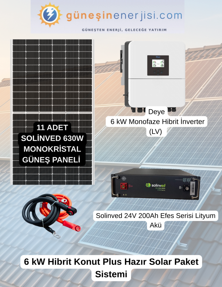 6 kW Hibrit Konut Plus Hazır Solar Paket Sistemi