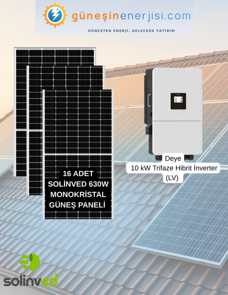 10 kW Hibrit Villa Trifaze Hazır Solar Paket Sistemi