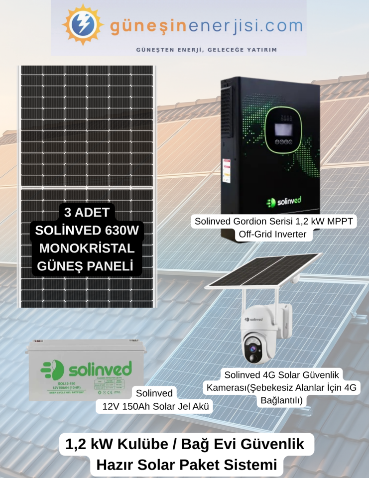 1,2 kW Kulübe / Bağ Evi Güvenlik Hazır Solar Paket Sistemi