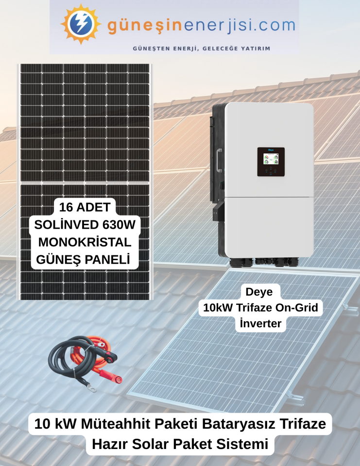 10 kW Müteahhit Paketi Bataryasız Trifaze Hazır Solar Paket Sistemi