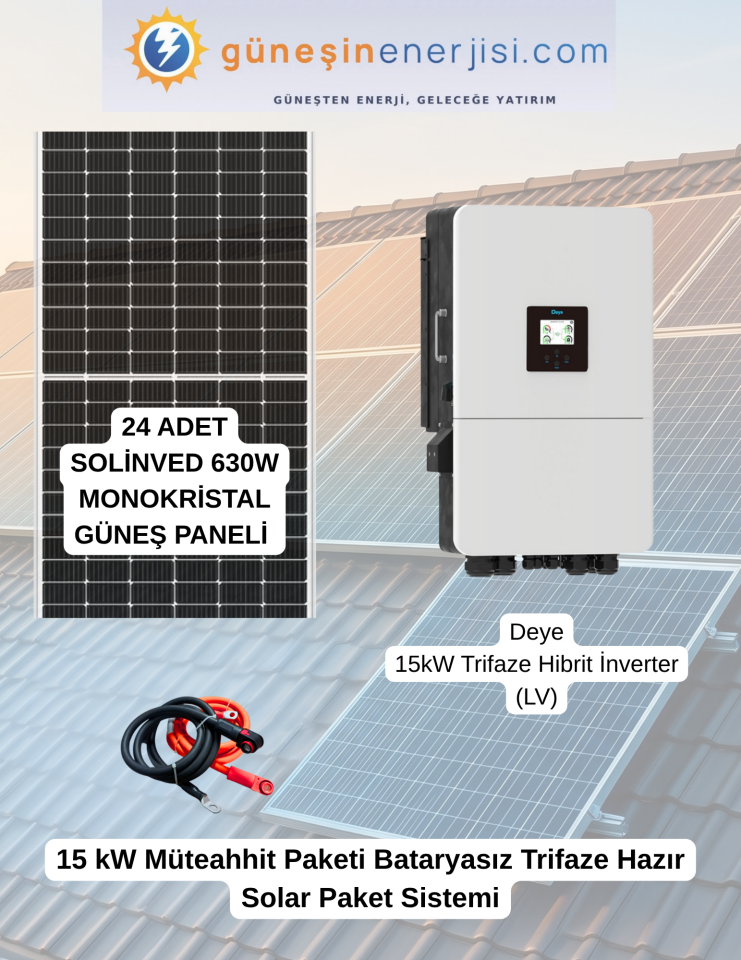 15 kW Müteahhit Paketi Bataryasız Trifaze Hazır Solar Paket Sistemi